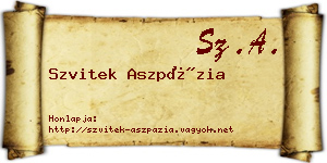 Szvitek Aszpázia névjegykártya